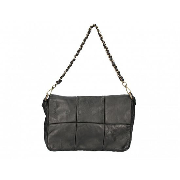 Valódi bőr női láncos táska fekete színben S7215 Black