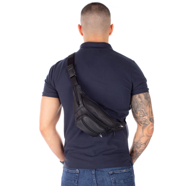 Valódi bőr övtáska fekete színben