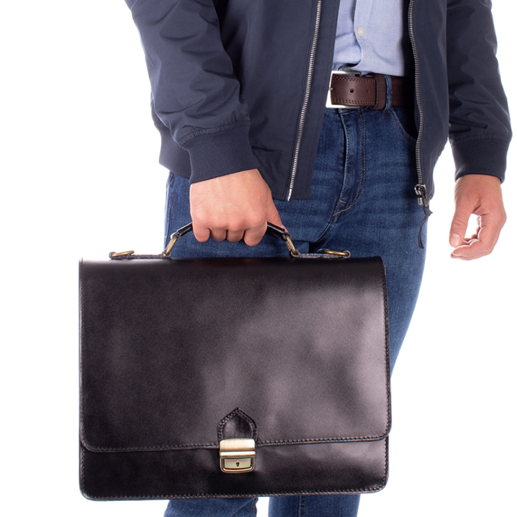Tolltartós valódi bőr aktatáska 2 részes
