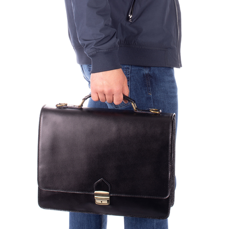 Tolltartós valódi bőr aktatáska 2 részes