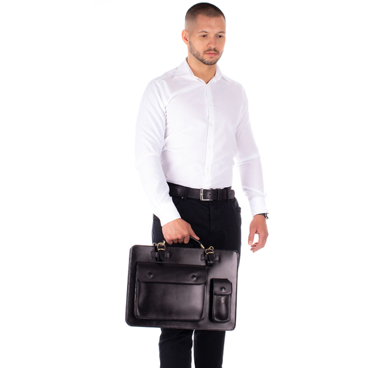 Valódi bőr aktatáska fekete színben