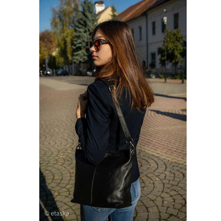 Valódi bőr női táska fekete színben