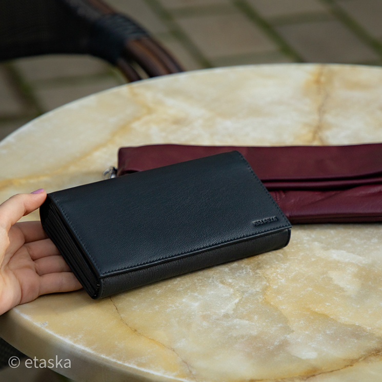 Valódi bőr brifkó pincér pénztárca fekete színben AM-03-183