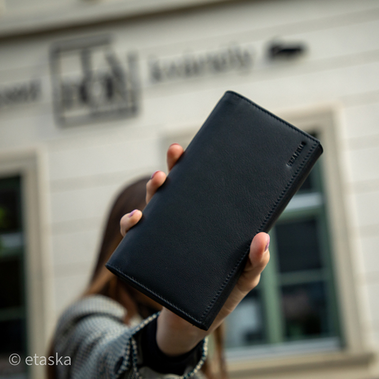 Valódi bőr brifkó pincér pénztárca fekete színben AM-03-183