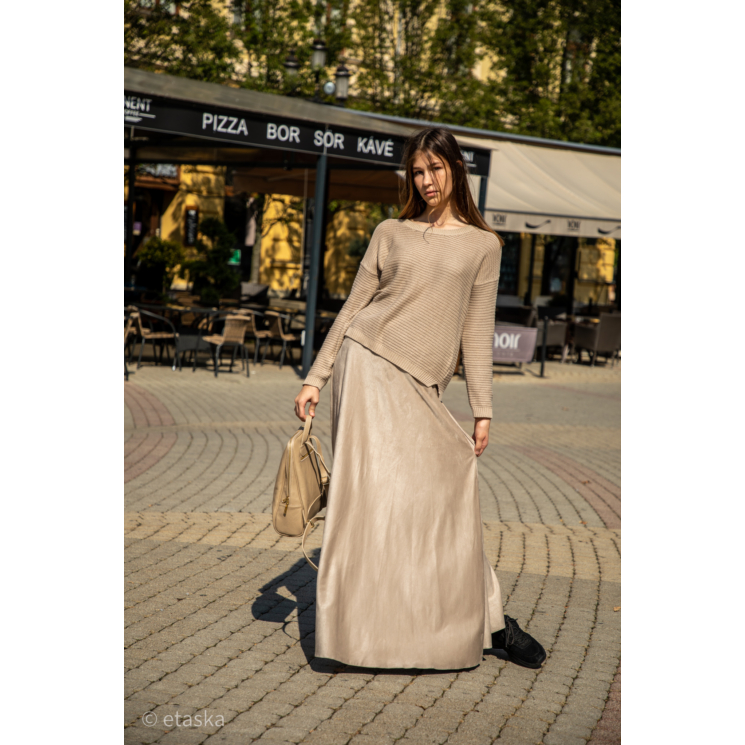 Valódi bőr női hátizsák világosbézs színben