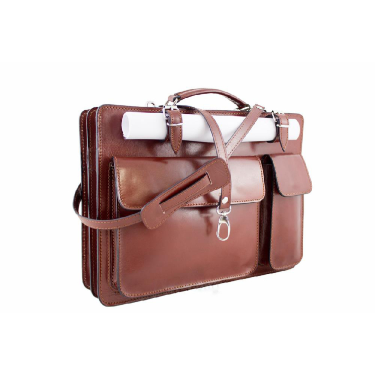 Valódi bőr aktatáska piros színben