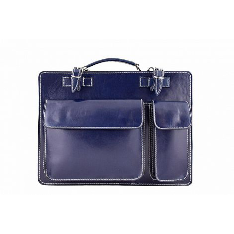 Valódi bőr aktatáska kék színben