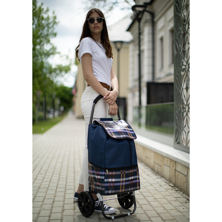 Sokzsebes Gurulós bevásárlókocsi jeans mintás