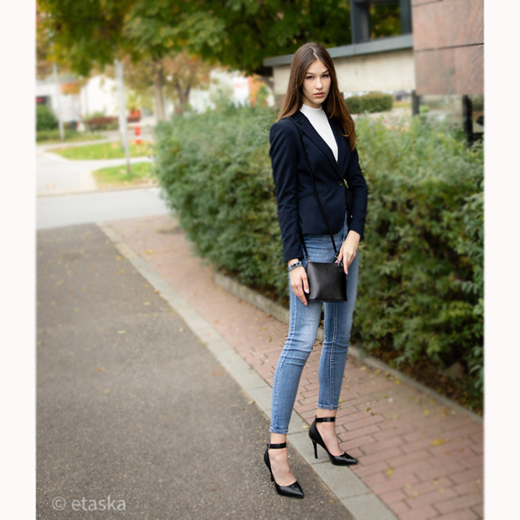 Valódi bőr női oldaltáska NT 956 black