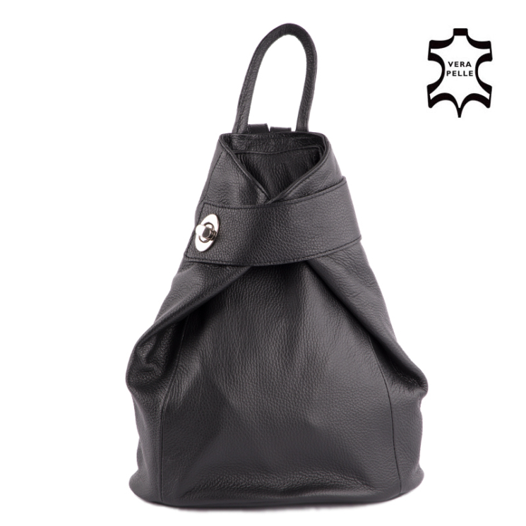 Valódi bőr női hátizsák fekete színben