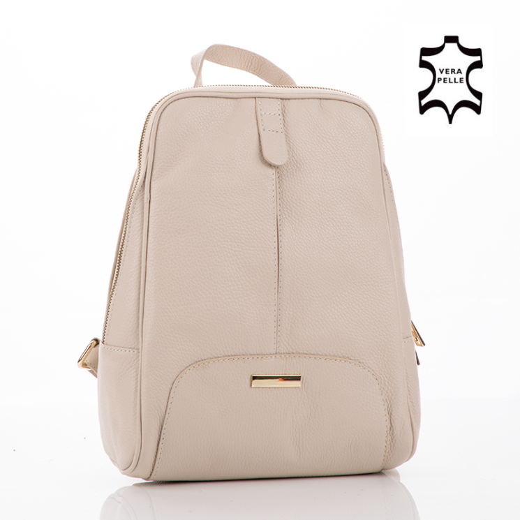 Valódi bőr női hátizsák világosbézs színben