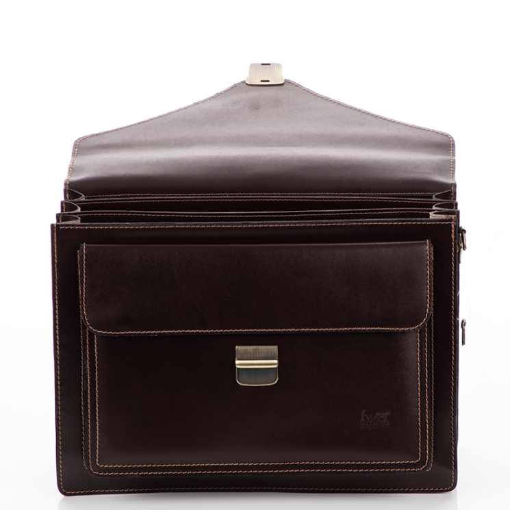 Maxmoda Valódi bőr aktatáska 3 részes fekete színben