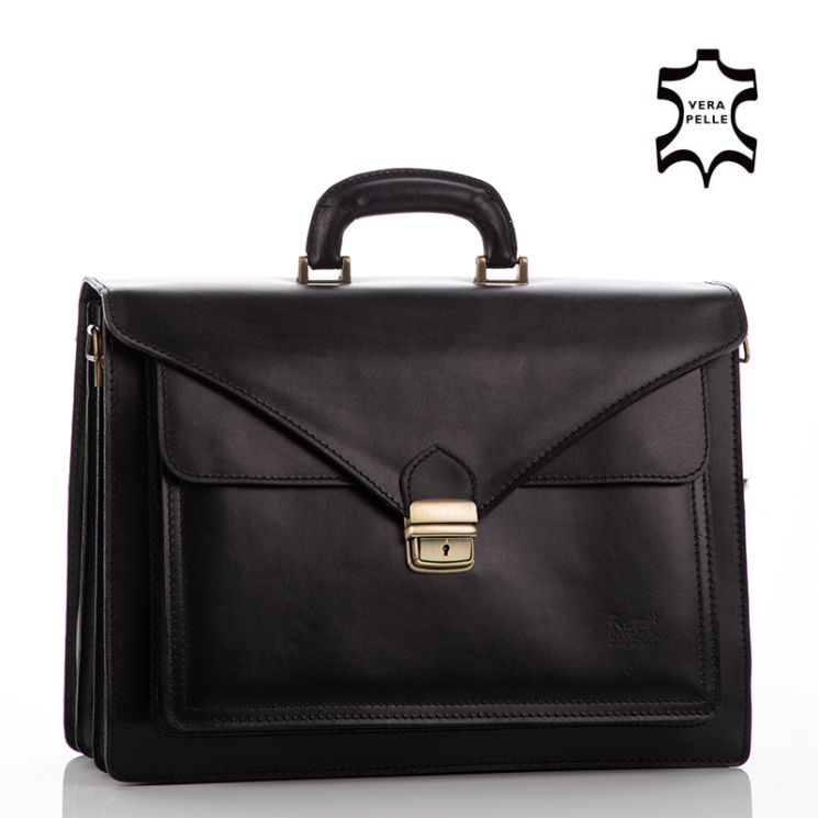 Maxmoda Valódi bőr aktatáska 3 részes fekete színben