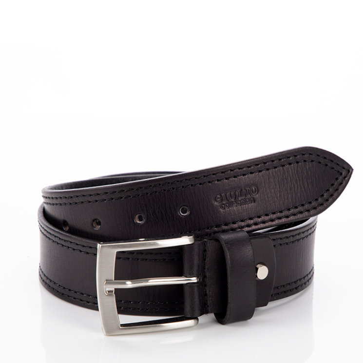 GIULIO COLLECTION Valódi bőr férfi öv fekete színben 115 cm