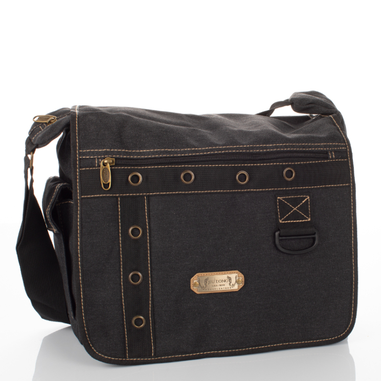 Vászon oldaltáska fekete színben 60521-black