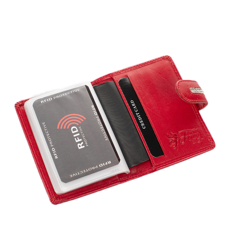 Fairy Crystal köves valódi bőr női kártyatartó fekete RFID védelemmel