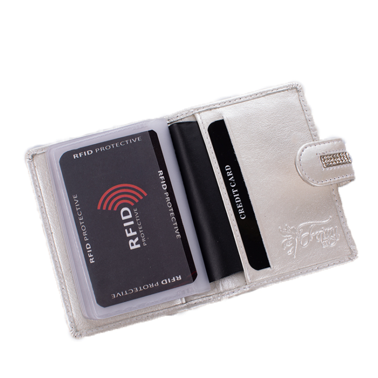 Fairy Crystal köves valódi bőr női kártyatartó arany RFID védelemmel