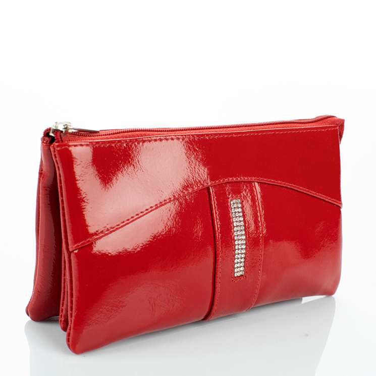 Fairy Crystal köves valódi lakkbőr női pénztárca NP 130 Red RFID védelemmel