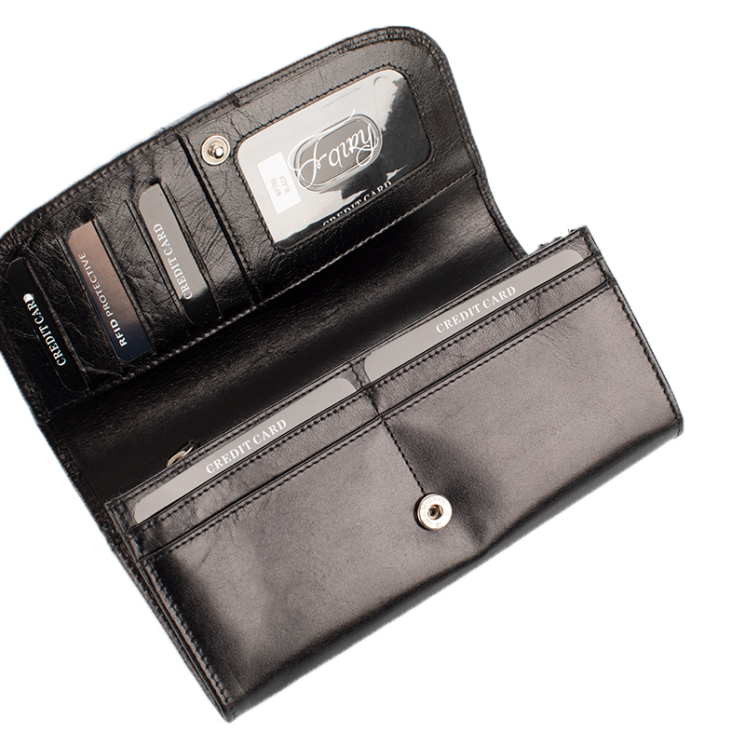 Fairy Crystal valódi bőr női pénztárca NP 789 Black RFID védelemmel