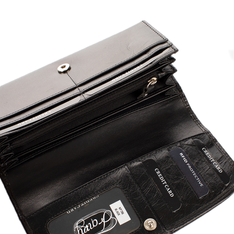 Fairy Crystal valódi bőr női pénztárca NP 789 Black RFID védelemmel