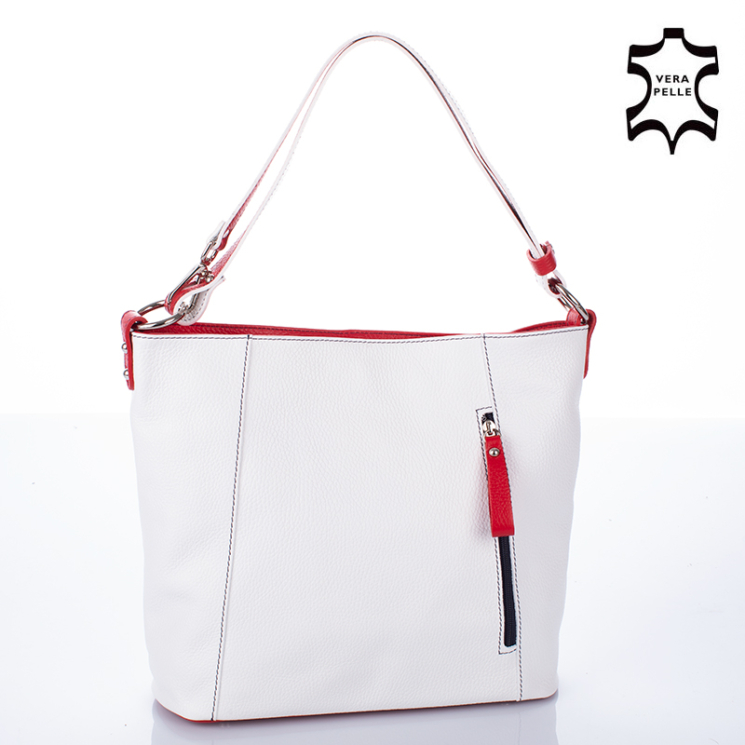 Valódi bőr női táska fehér kék piros színben