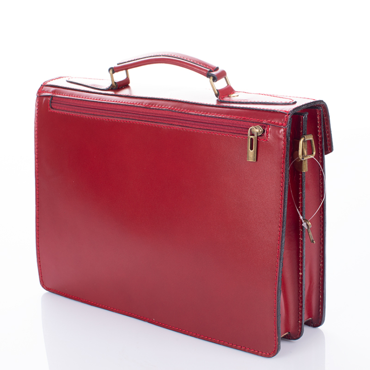 Valódi bőr aktatáska 2 részes piros színben