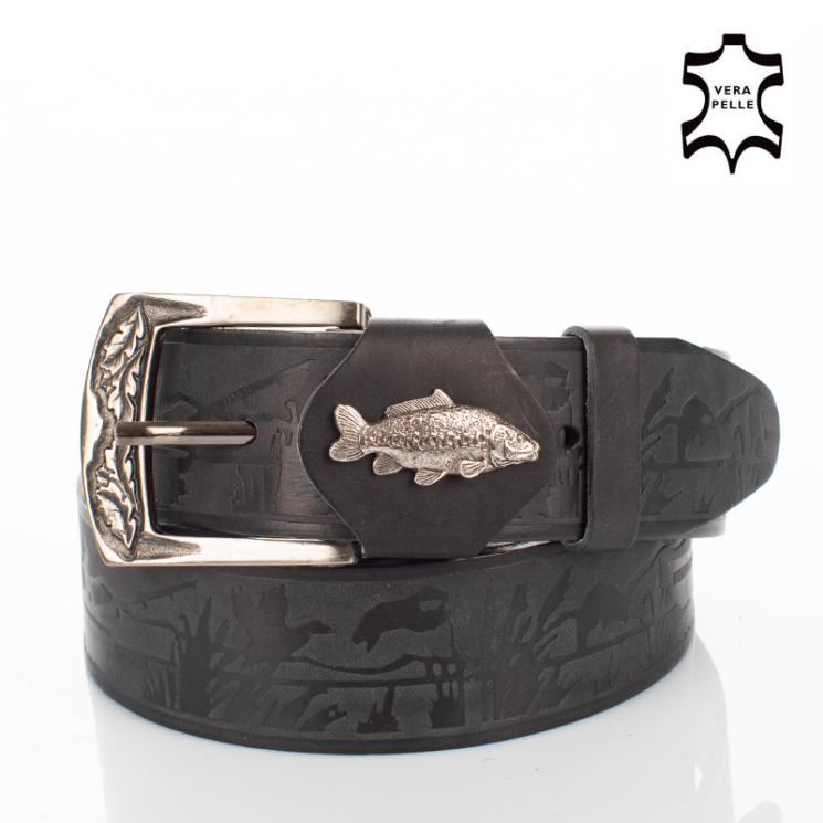 Horgász öv ponty mintával fekete színben 110 cm