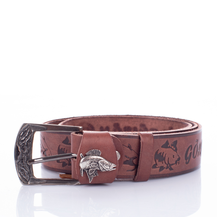 Horgász öv süllő mintával barna színben 135 cm-től 90 cm-ig