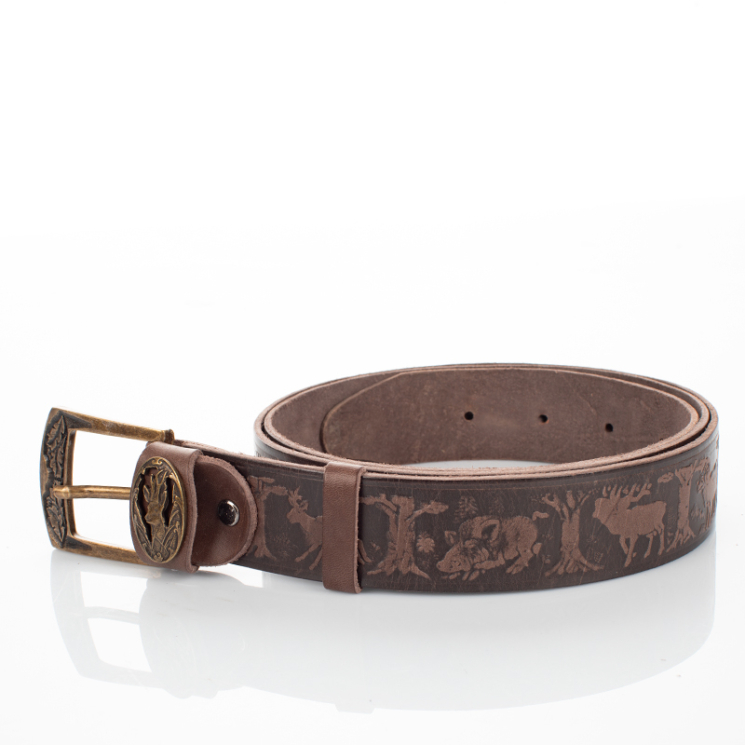 Vadász öv őz mintával barna színben 135 cm-től 90 cm-ig