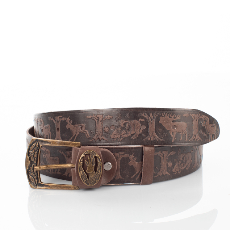 Vadász öv őz mintával barna színben 135 cm-től 90 cm-ig