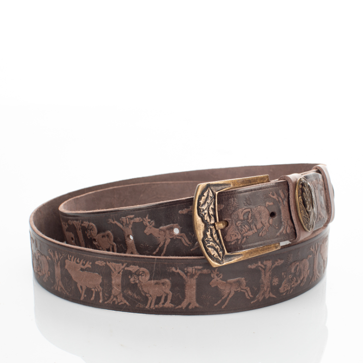 Vadász öv őz mintával barna színben 135 cm-től 90 cm-ig