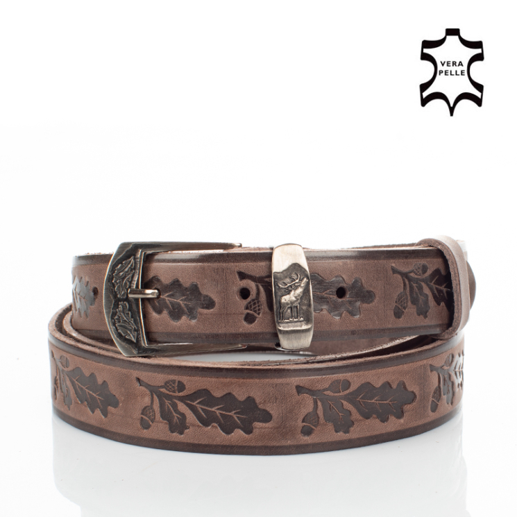 Vadász öv szarvas mintával barna színben 115 cm