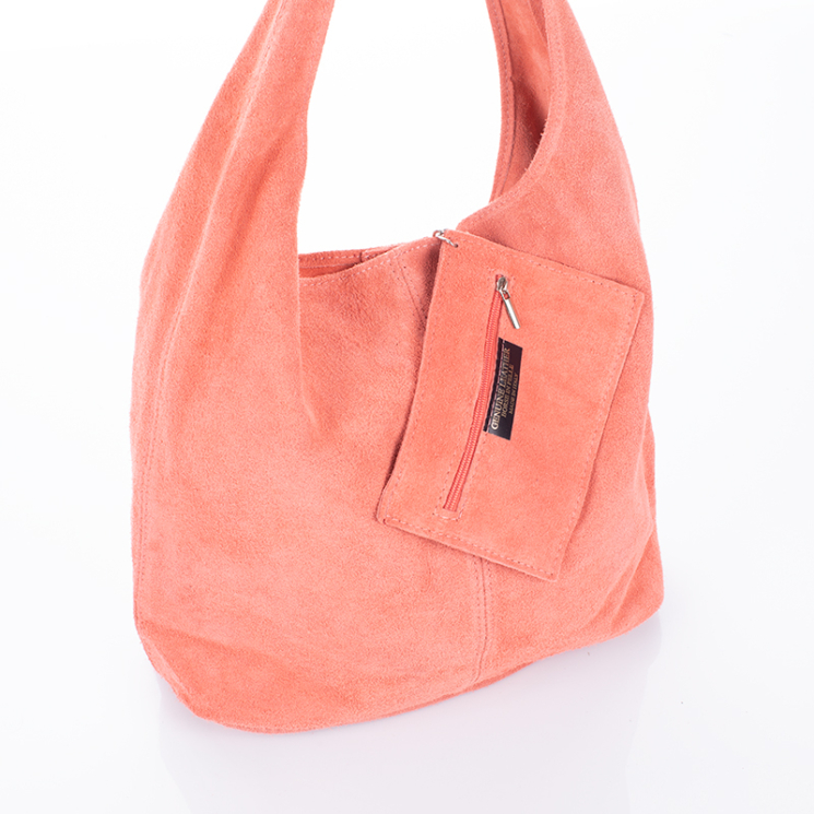 Valódi velúrbőr női táska puder színben