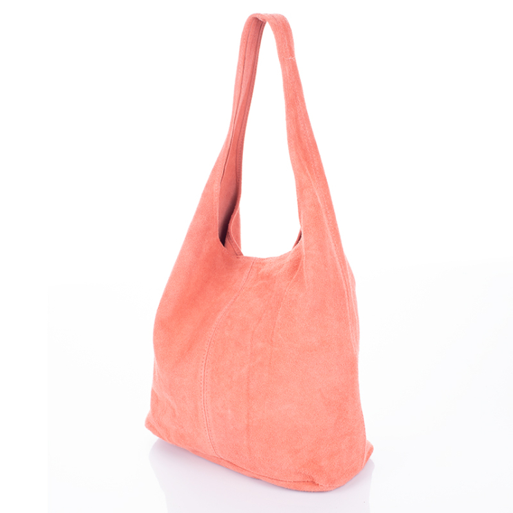 Valódi velúrbőr női táska puder színben