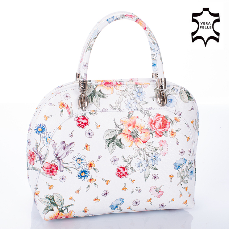 Valódi bőr virágos női táska
