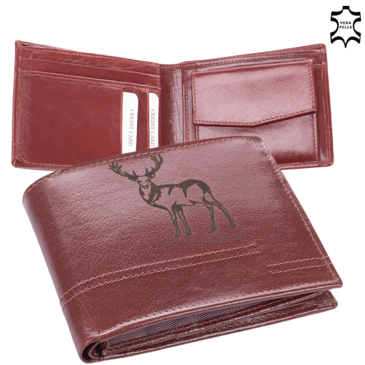 Vadász bőr férfi pénztárca Szarvas díszdobozban 