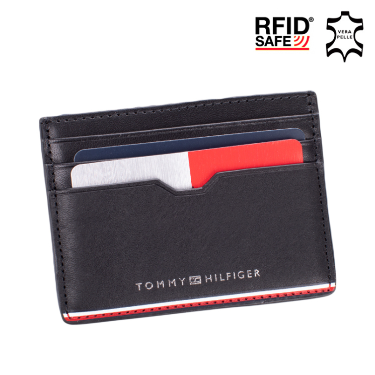 Tommy Hilfiger valódi bőr kártyatartó fekete színben RFID védelemmel