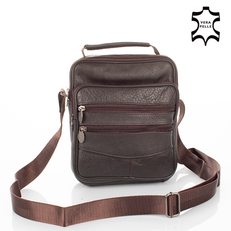  Valódi bőr férfi oldaltáska barna színben