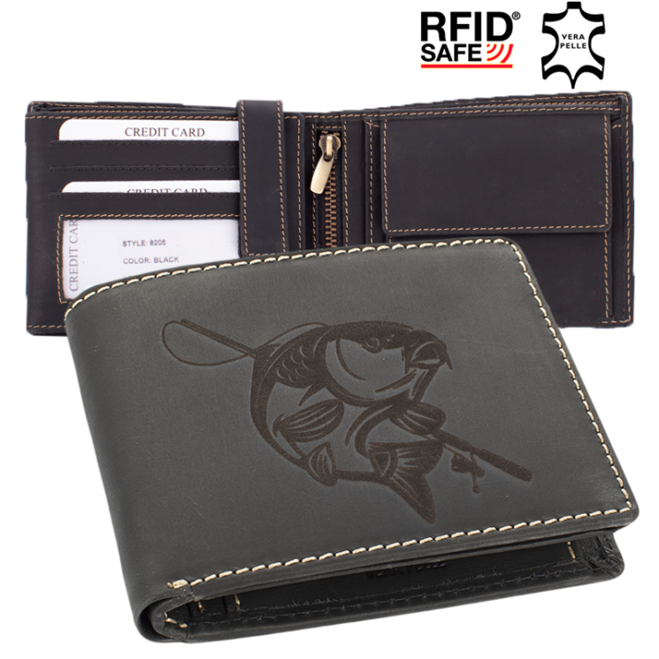 GIULIO valódi bivaly bőr horgász férfi pénztárca  RFID rendszerrel Kedvezményes áron