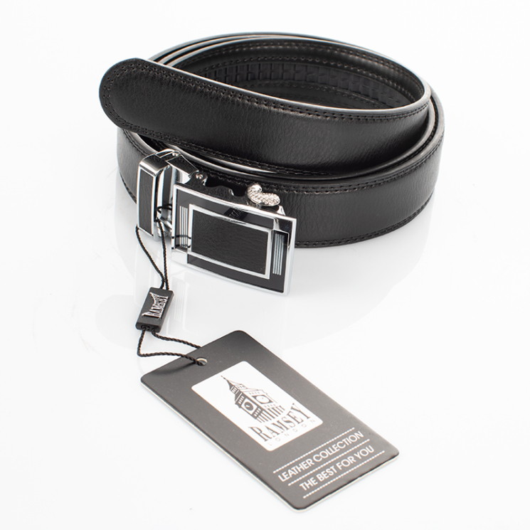 Ramsey London Férfi bőr öv fekete színben RL42 Black 130cm