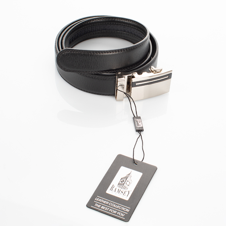 Ramsey London automata Férfi bőr öv fekete színben RL100 Black 130cm