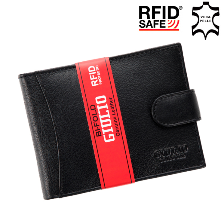 GIULIO valódi bőr férfi pénztárca díszdobozban RFID rendszerrel ( 8 kártyatartó )