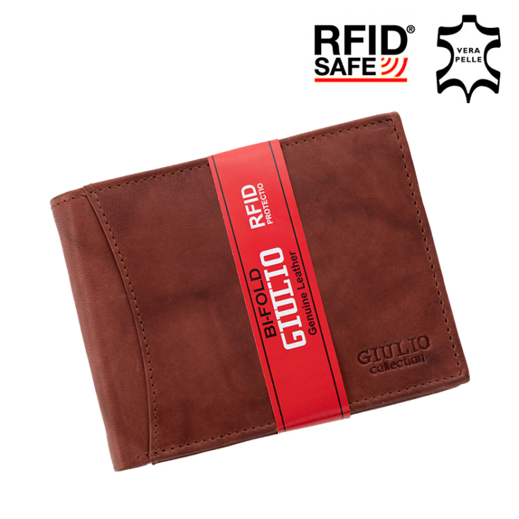 GIULIO valódi bőr férfi pénztárca díszdobozban RFID rendszerrel ( 8 kártyatartó )
