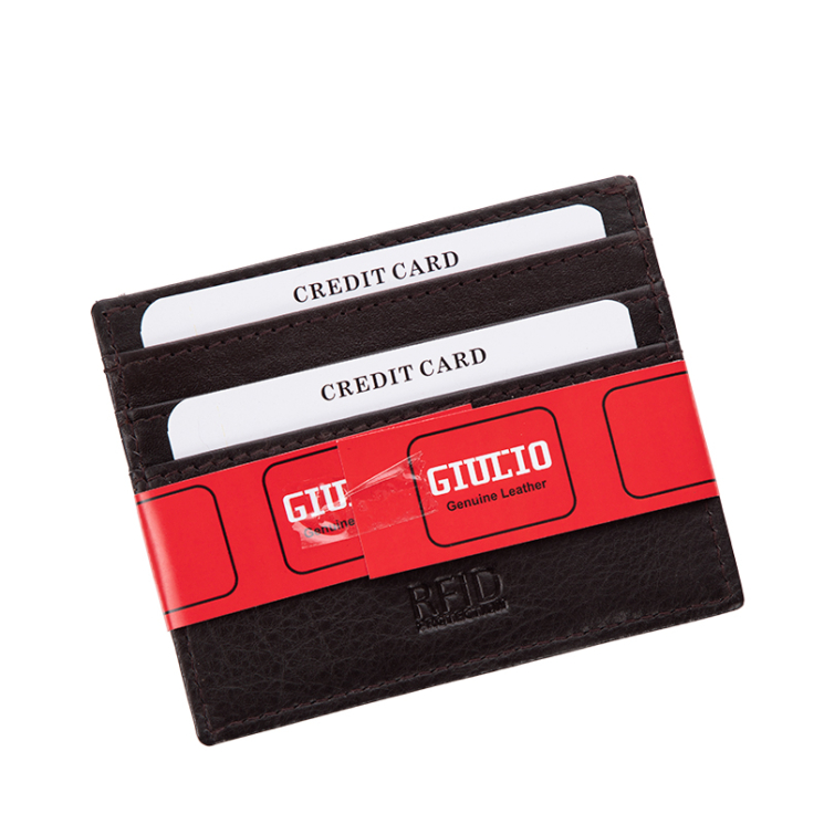 GIULIO Valódi bőr kártyatartó RFID Védelemmel Barna színben