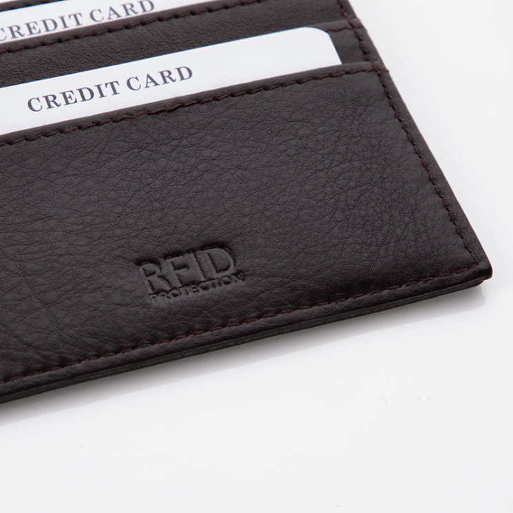 GIULIO Valódi bőr kártyatartó RFID Védelemmel Barna színben
