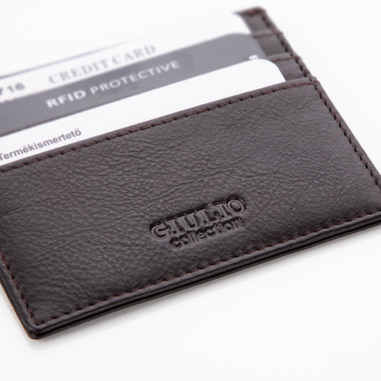 GIULIO Valódi bőr kártyatartó RFID Védelemmel Barna színben