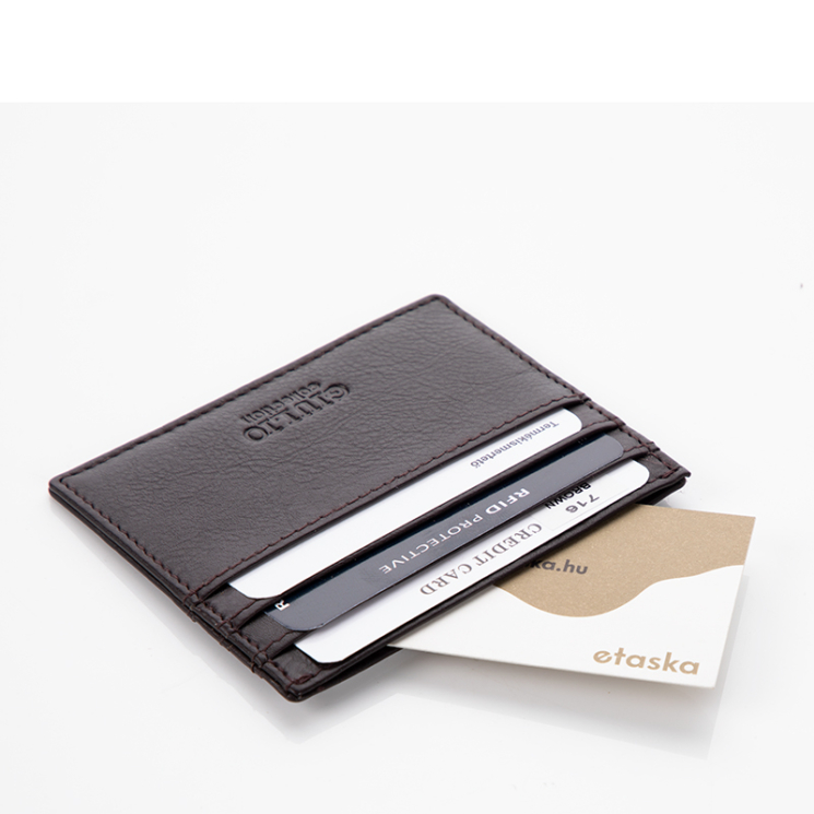 GIULIO Valódi bőr kártyatartó RFID Védelemmel Barna színben