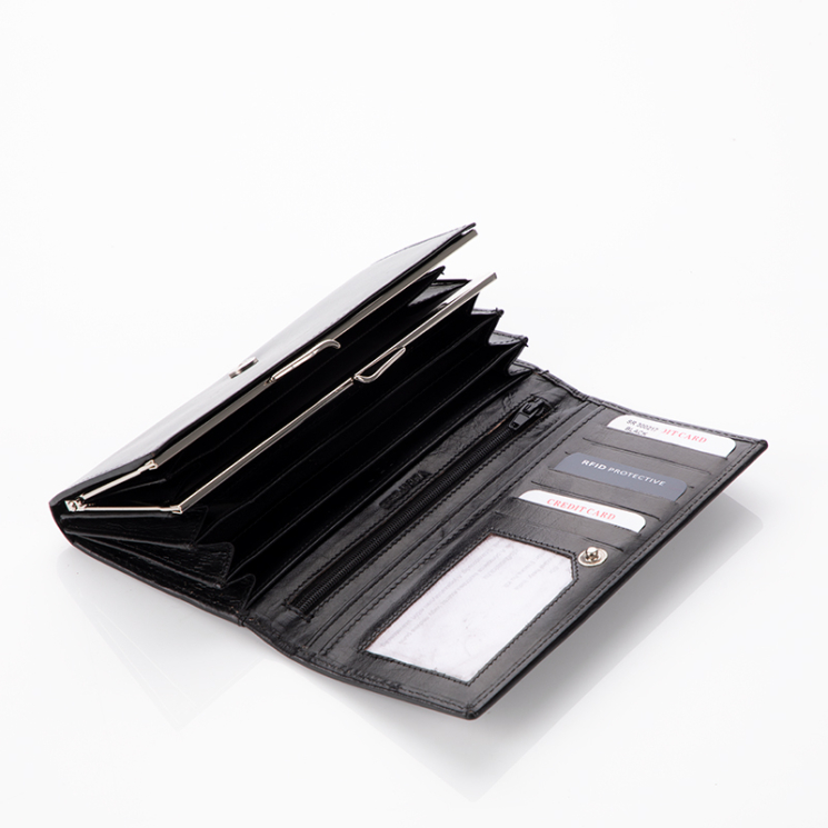 Fairy valódi bőr fekete női pénztárca RFID védelemmel