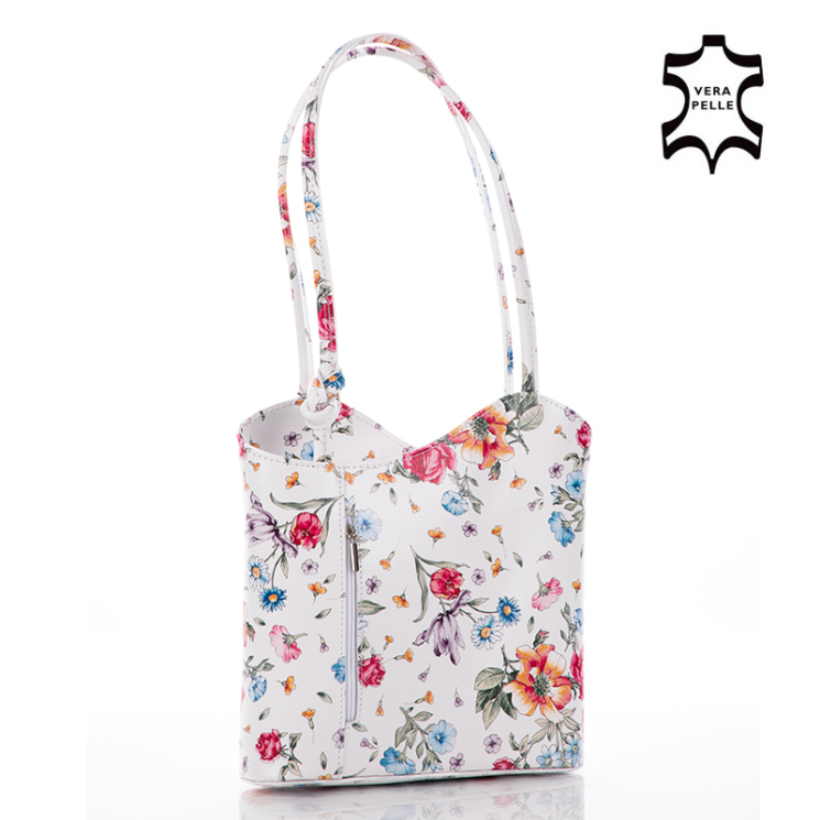 FAIRY Valódi bőr női válltáska hátitáska virágos mintával