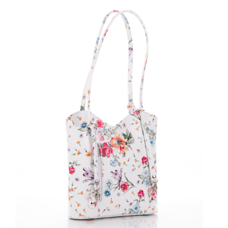 FAIRY Valódi bőr női válltáska hátitáska virágos mintával